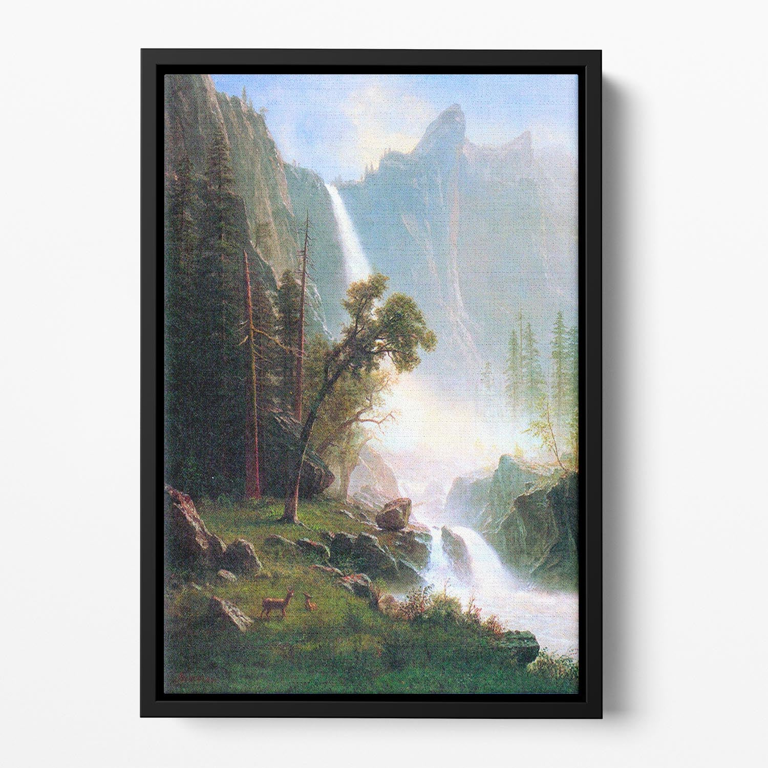 Yosemite Falls by Bierstadt Floating Framed Canvas - Canvas Art Rocks - 2