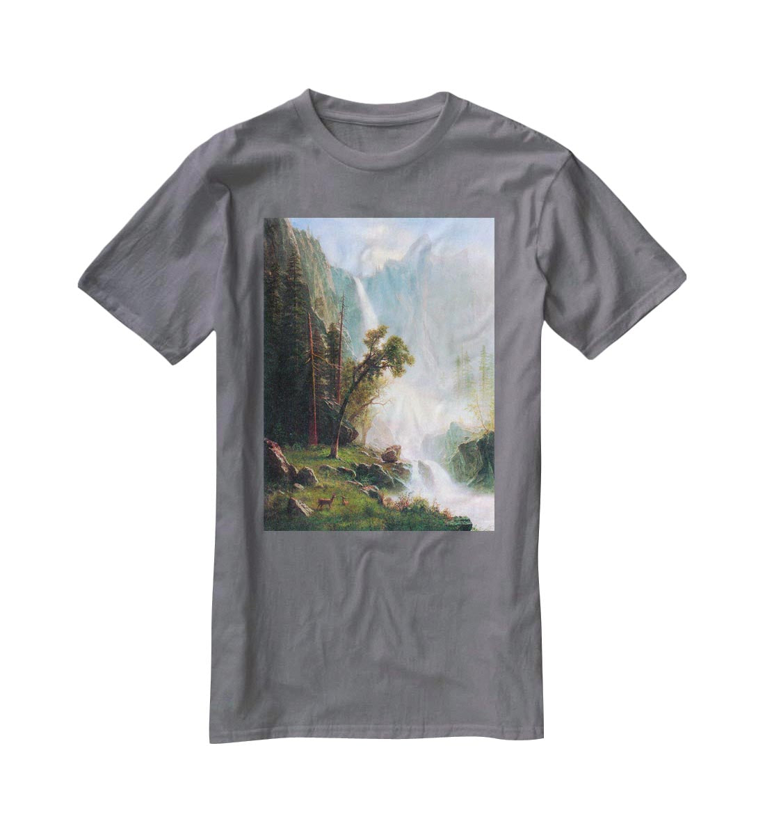 Yosemite Falls by Bierstadt T-Shirt - Canvas Art Rocks - 3