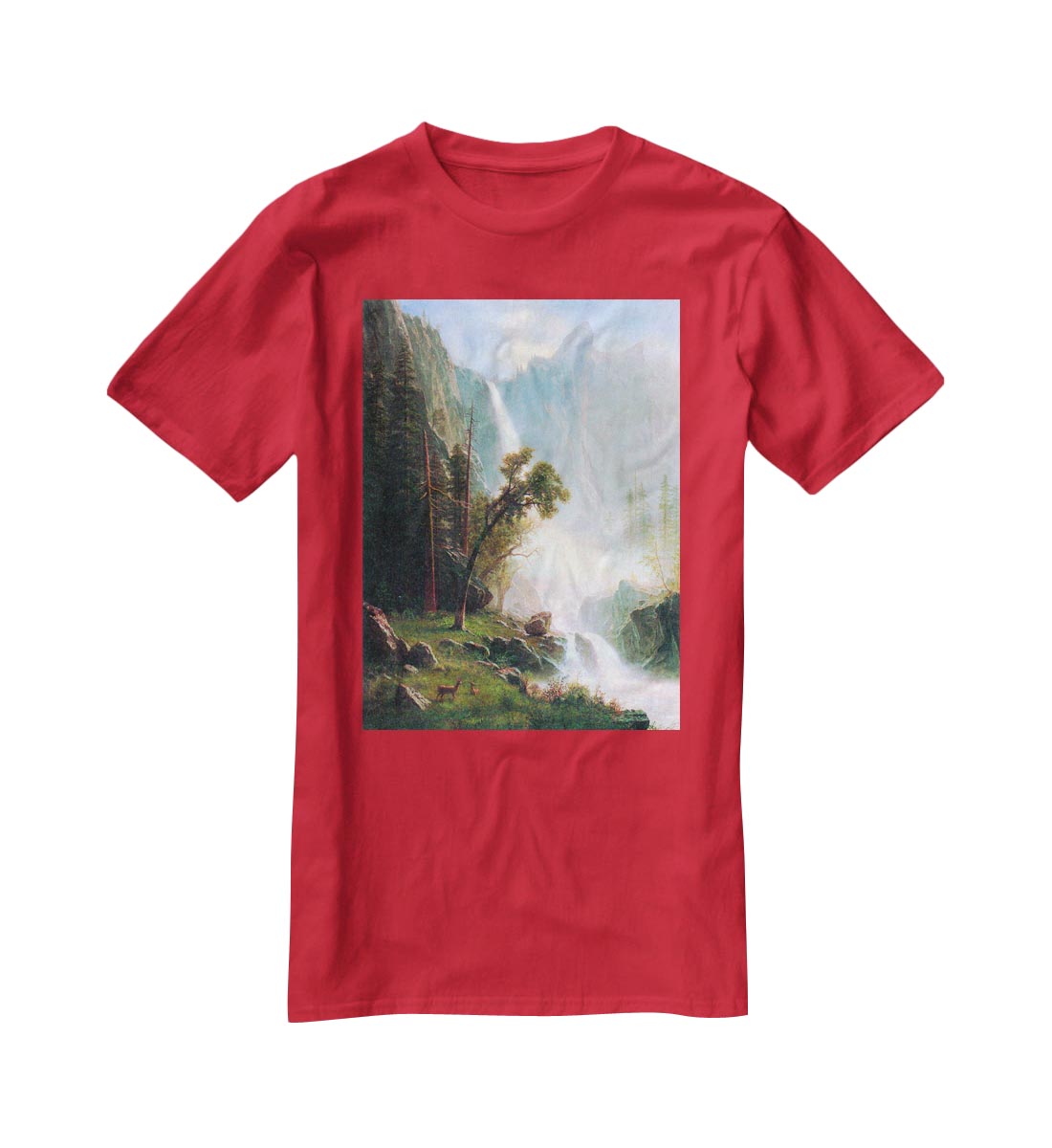 Yosemite Falls by Bierstadt T-Shirt - Canvas Art Rocks - 4