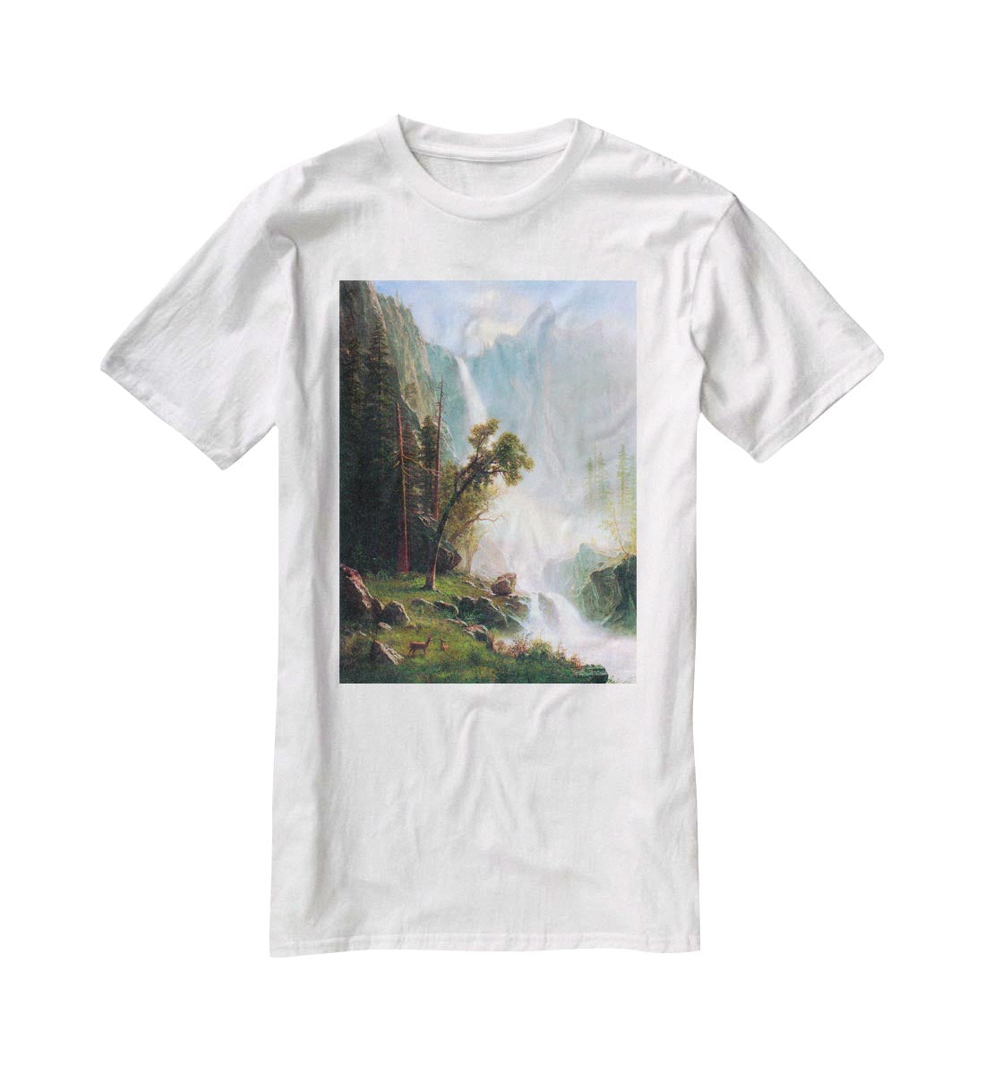 Yosemite Falls by Bierstadt T-Shirt - Canvas Art Rocks - 5