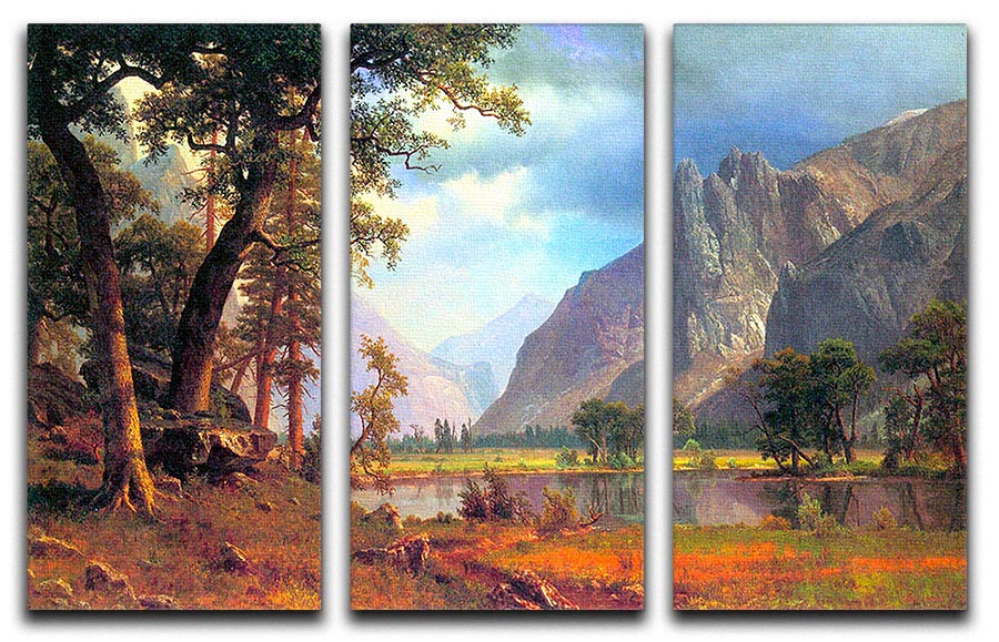 Yosemite Valley 2 by Bierstadt 3 Split Panel Canvas Print - Canvas Art Rocks - 1