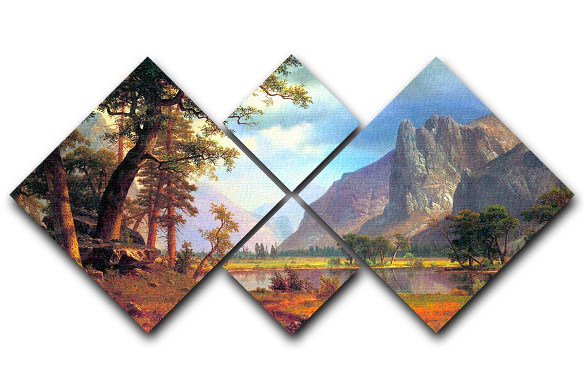 Yosemite Valley 2 by Bierstadt 4 Square Multi Panel Canvas - Canvas Art Rocks - 1