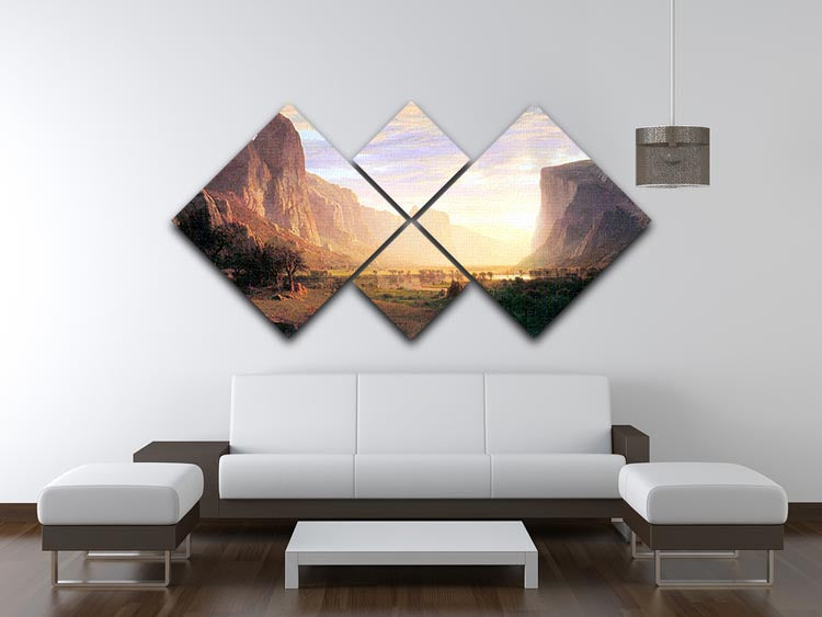 Yosemite Valley 3 by Bierstadt 4 Square Multi Panel Canvas - Canvas Art Rocks - 3