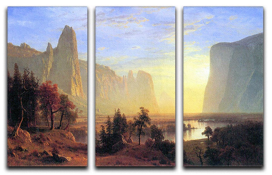 Yosemite Valley by Bierstadt 3 Split Panel Canvas Print - Canvas Art Rocks - 1