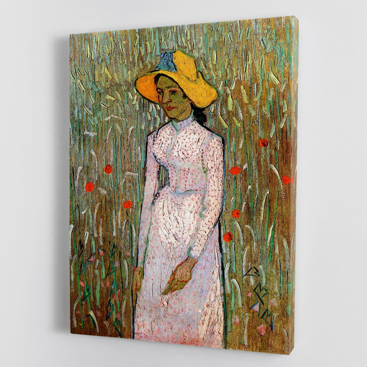Young Girl Standing Against a Background of Wheat by Van Gogh Canvas Print or Poster - Canvas Art Rocks - 1