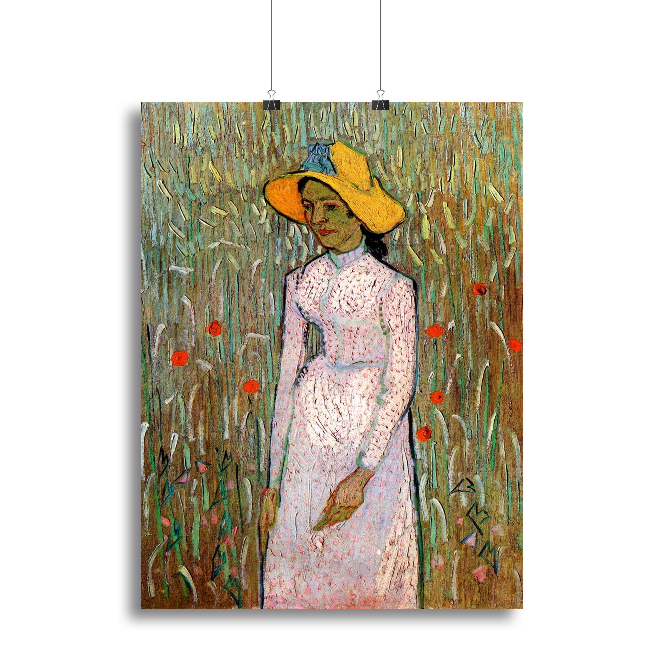 Young Girl Standing Against a Background of Wheat by Van Gogh Canvas Print or Poster - Canvas Art Rocks - 2