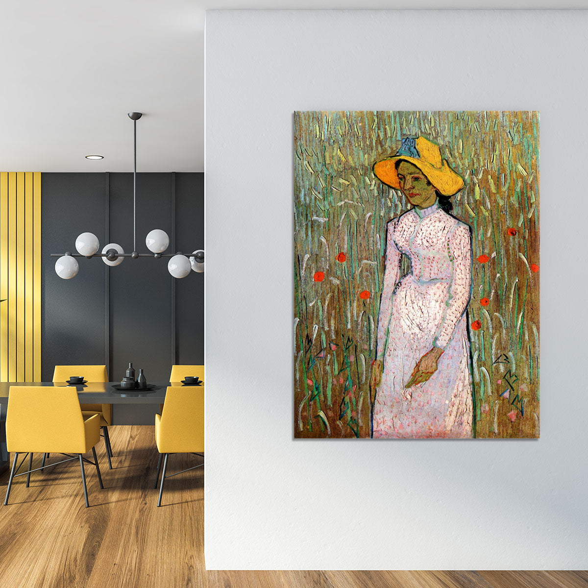 Young Girl Standing Against a Background of Wheat by Van Gogh Canvas Print or Poster - Canvas Art Rocks - 4