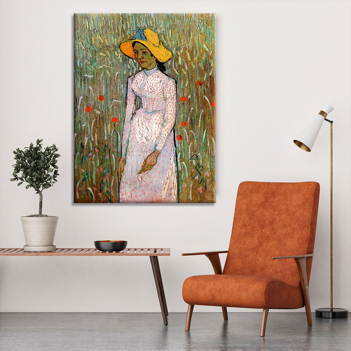 Young Girl Standing Against a Background of Wheat by Van Gogh Canvas Print or Poster - Canvas Art Rocks - 6
