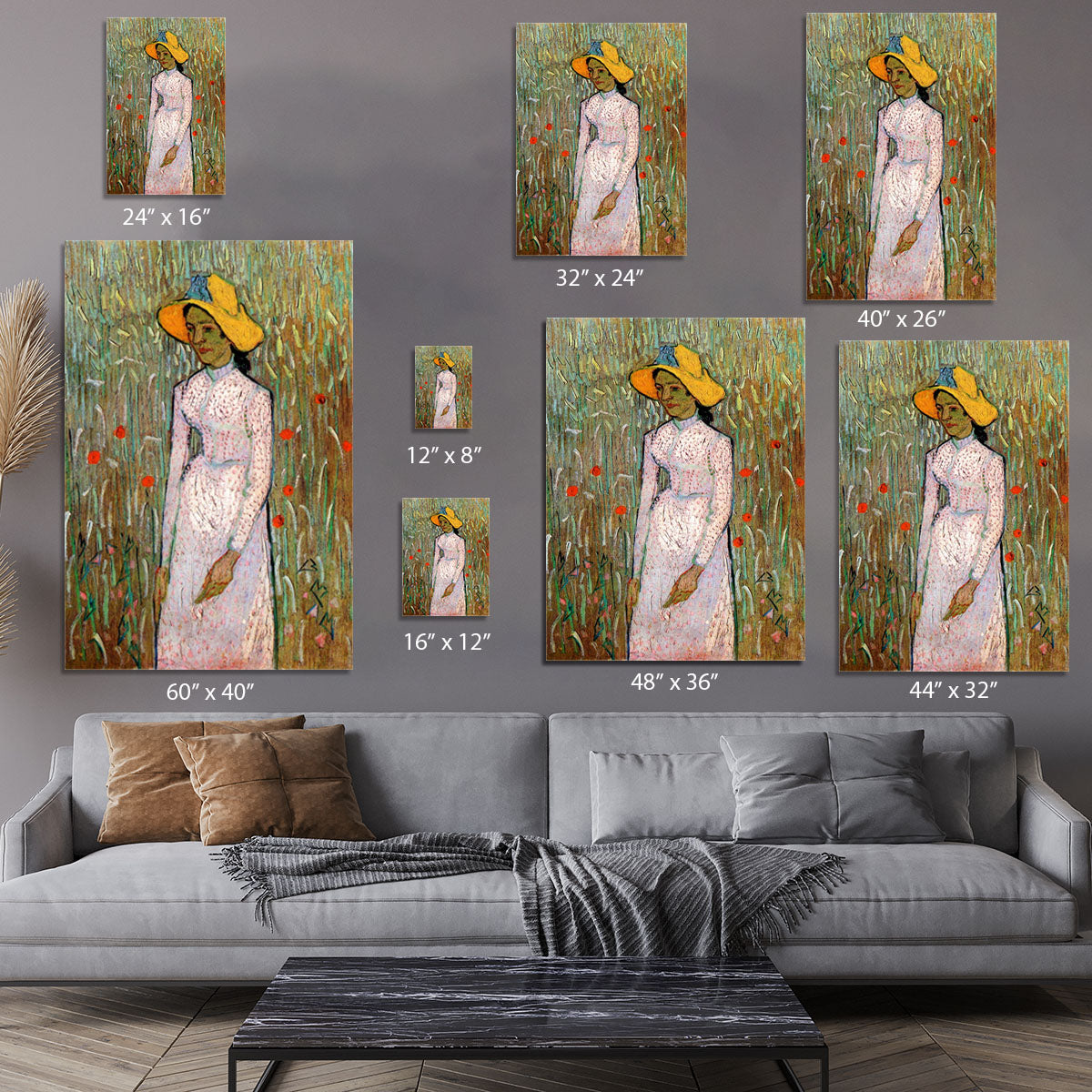 Young Girl Standing Against a Background of Wheat by Van Gogh Canvas Print or Poster - Canvas Art Rocks - 7