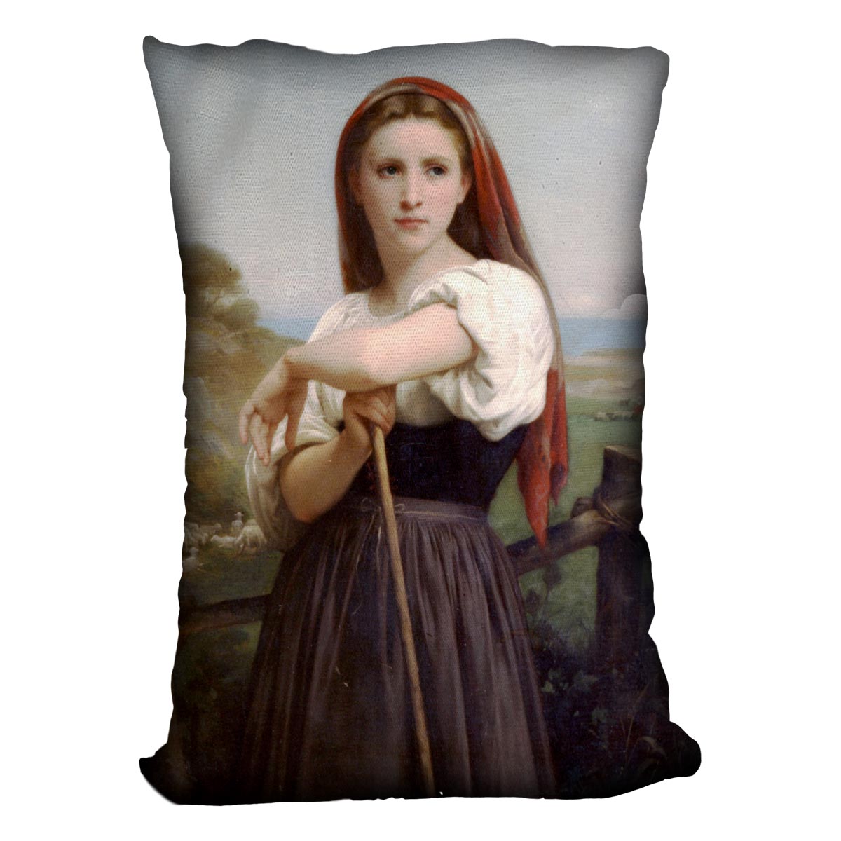 Young Shepherdess By Bouguereau Cushion