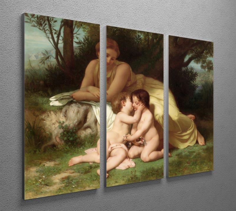 Young Woman Contemplating Two Embracing Children By Bouguereau 3 Split Panel Canvas Print - Canvas Art Rocks - 2