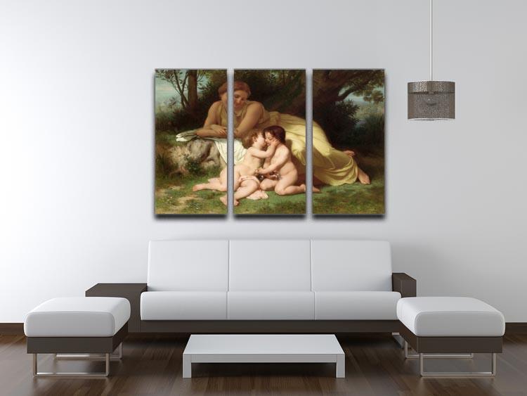 Young Woman Contemplating Two Embracing Children By Bouguereau 3 Split Panel Canvas Print - Canvas Art Rocks - 3