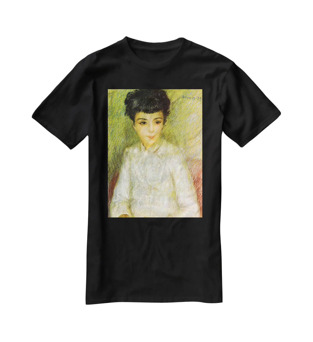 Young girl with brown hair by Renoir T-Shirt - Canvas Art Rocks - 1