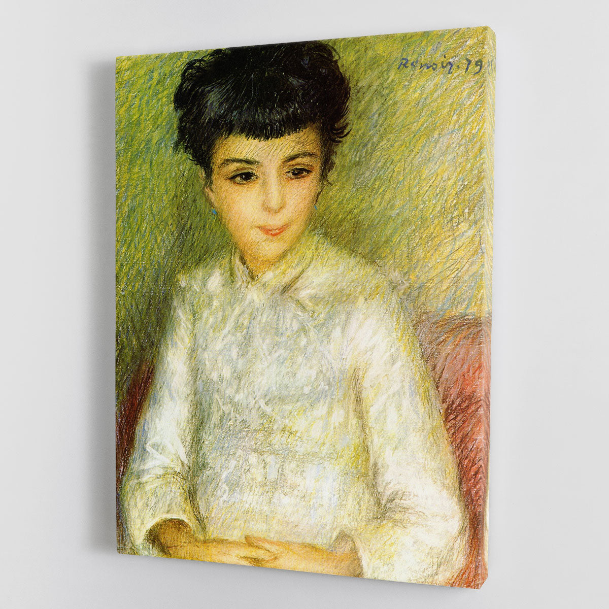 Young girl with brown hair by Renoir Canvas Print or Poster - Canvas Art Rocks - 1