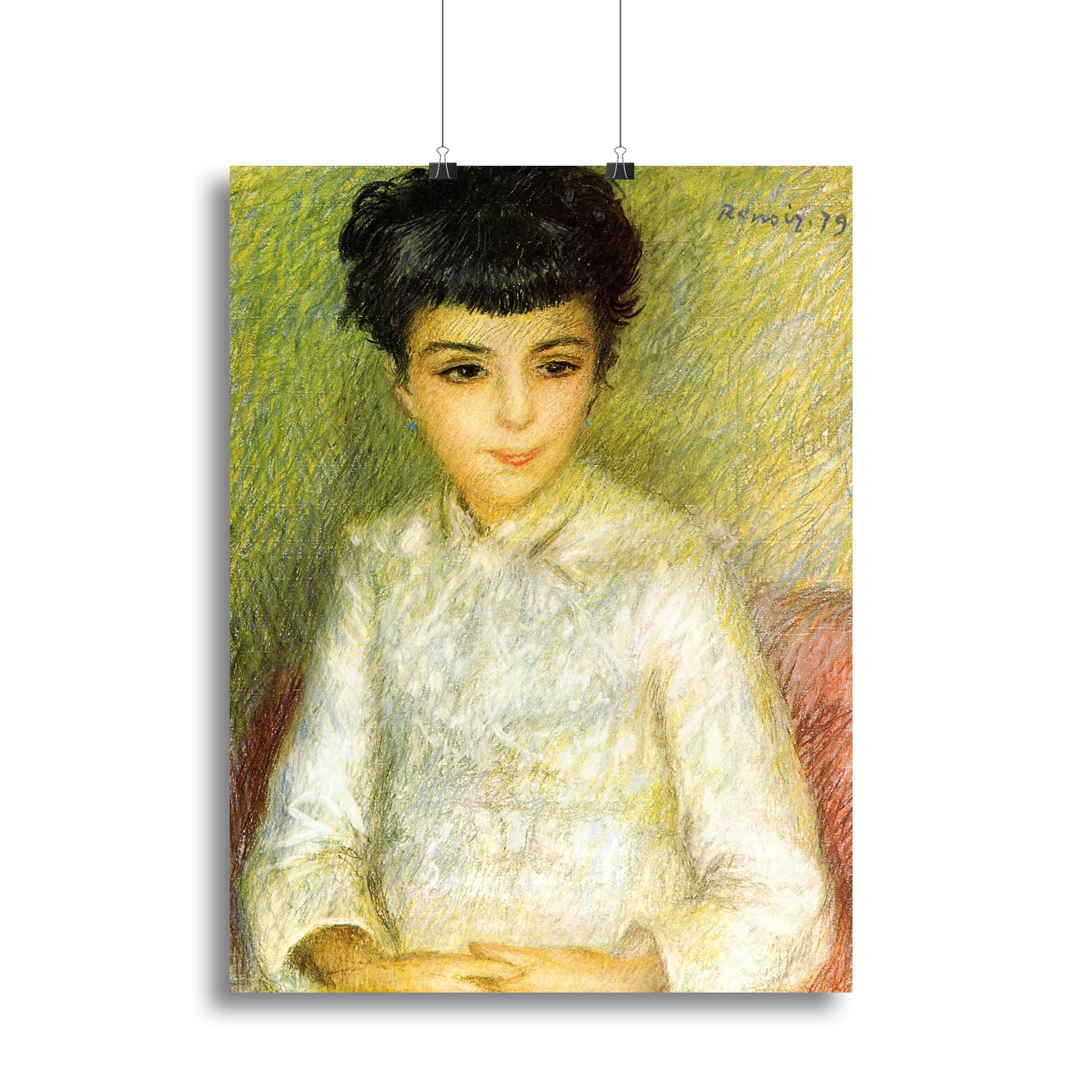 Young girl with brown hair by Renoir Canvas Print or Poster - Canvas Art Rocks - 2