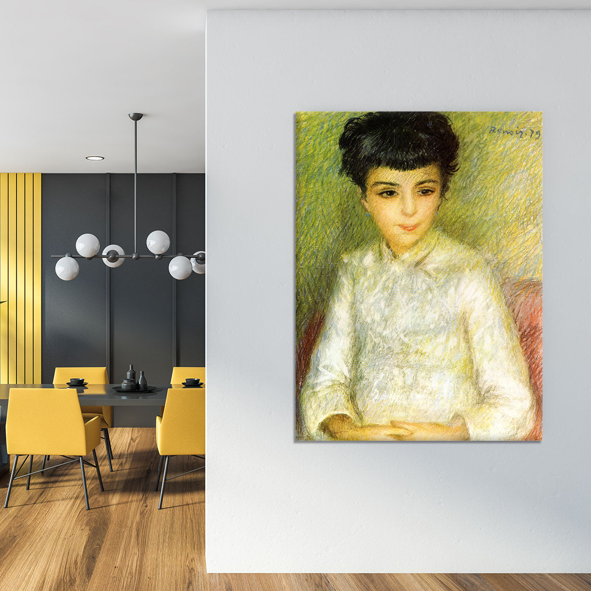 Young girl with brown hair by Renoir Canvas Print or Poster - Canvas Art Rocks - 4