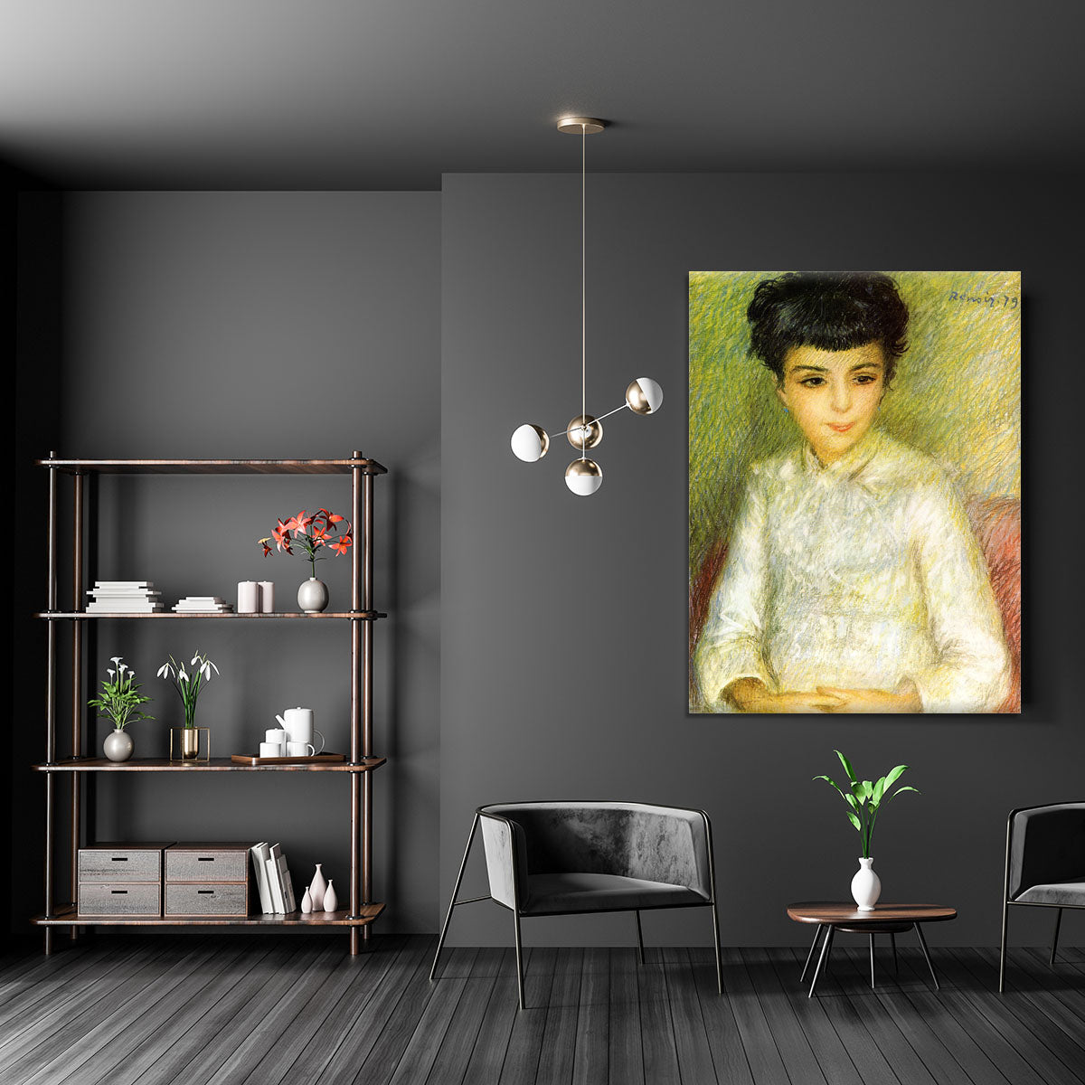 Young girl with brown hair by Renoir Canvas Print or Poster - Canvas Art Rocks - 5