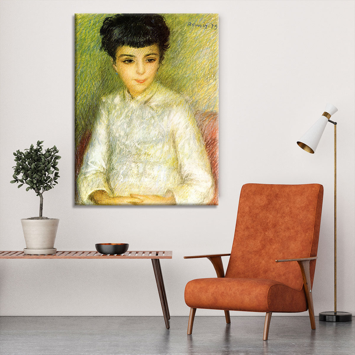 Young girl with brown hair by Renoir Canvas Print or Poster - Canvas Art Rocks - 6
