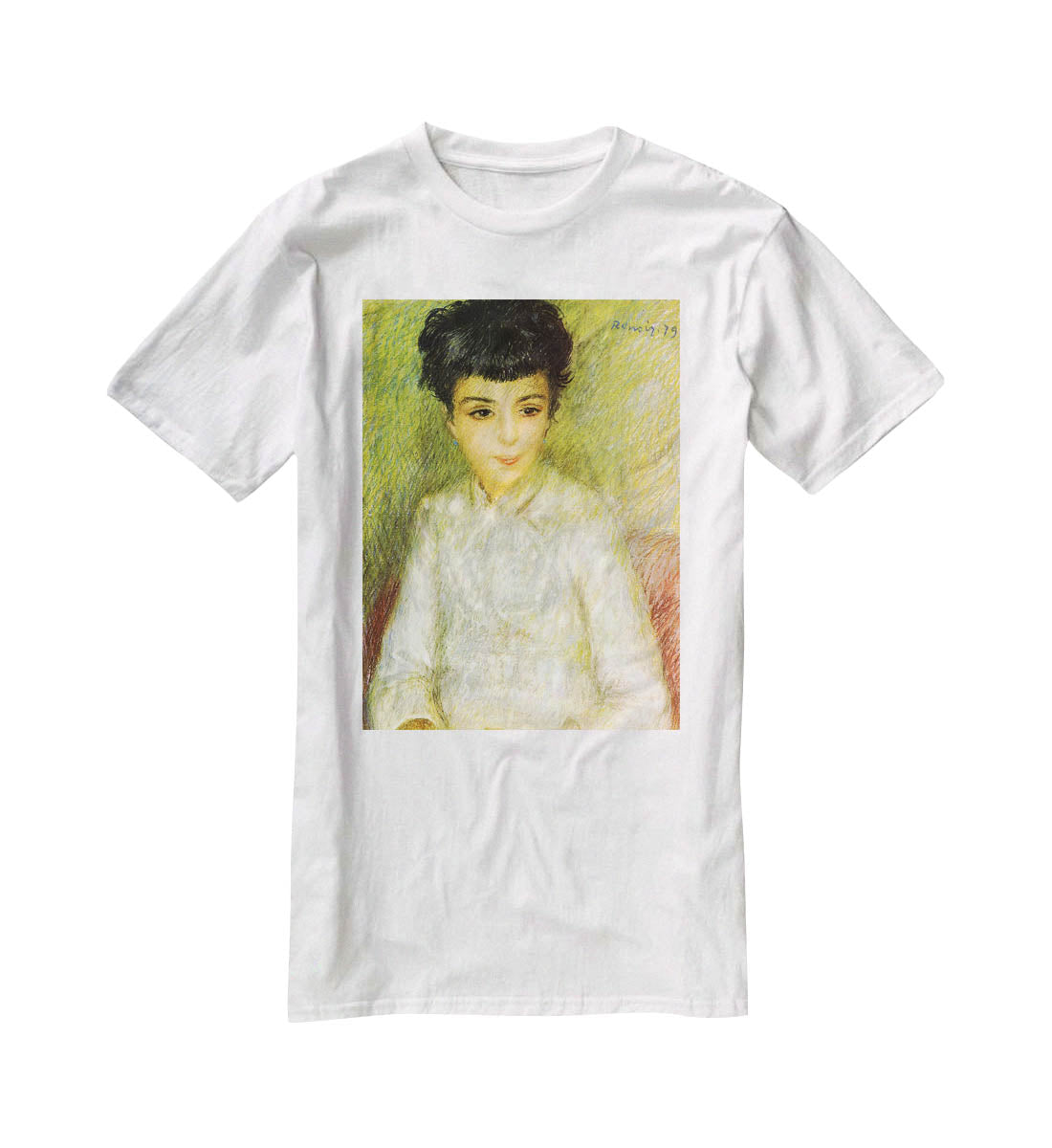 Young girl with brown hair by Renoir T-Shirt - Canvas Art Rocks - 5