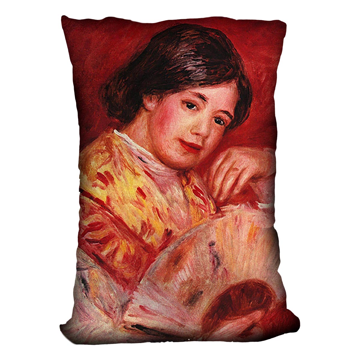 Young girl with fan by Renoir Cushion