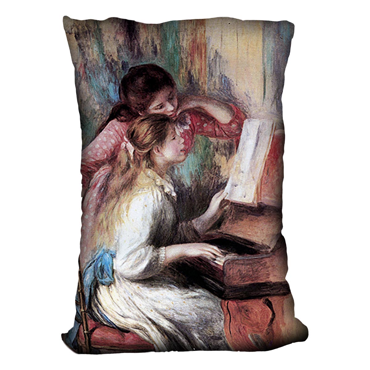 Young girls at the piano 1 by Renoir Cushion