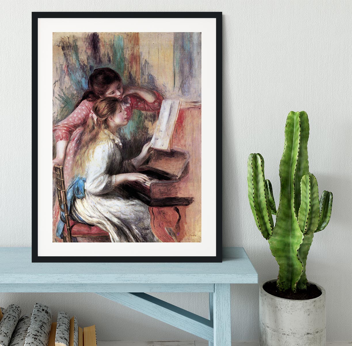 Young girls at the piano 1 by Renoir Framed Print - Canvas Art Rocks - 1