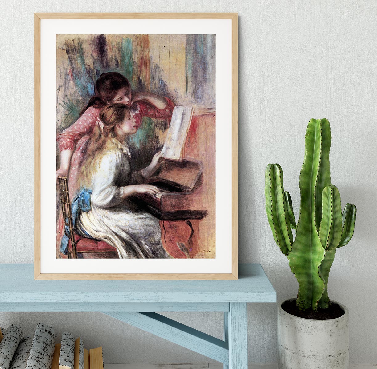 Young girls at the piano 1 by Renoir Framed Print - Canvas Art Rocks - 3