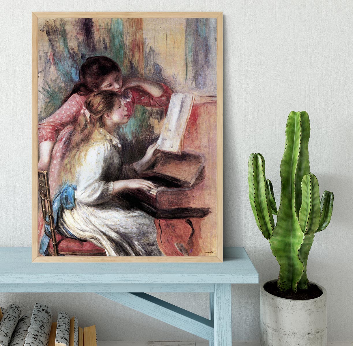 Young girls at the piano 1 by Renoir Framed Print - Canvas Art Rocks - 4