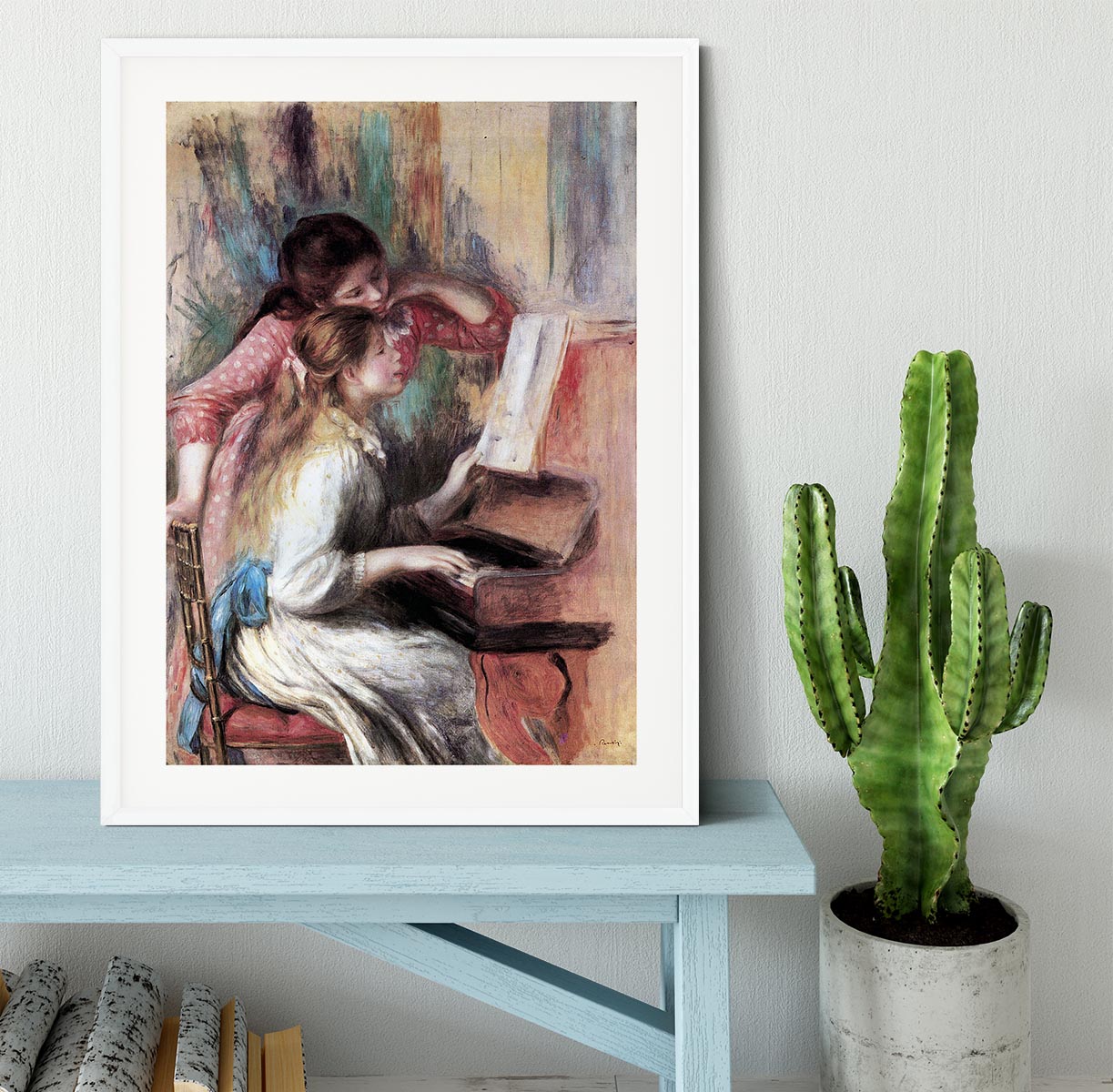 Young girls at the piano 1 by Renoir Framed Print - Canvas Art Rocks - 5