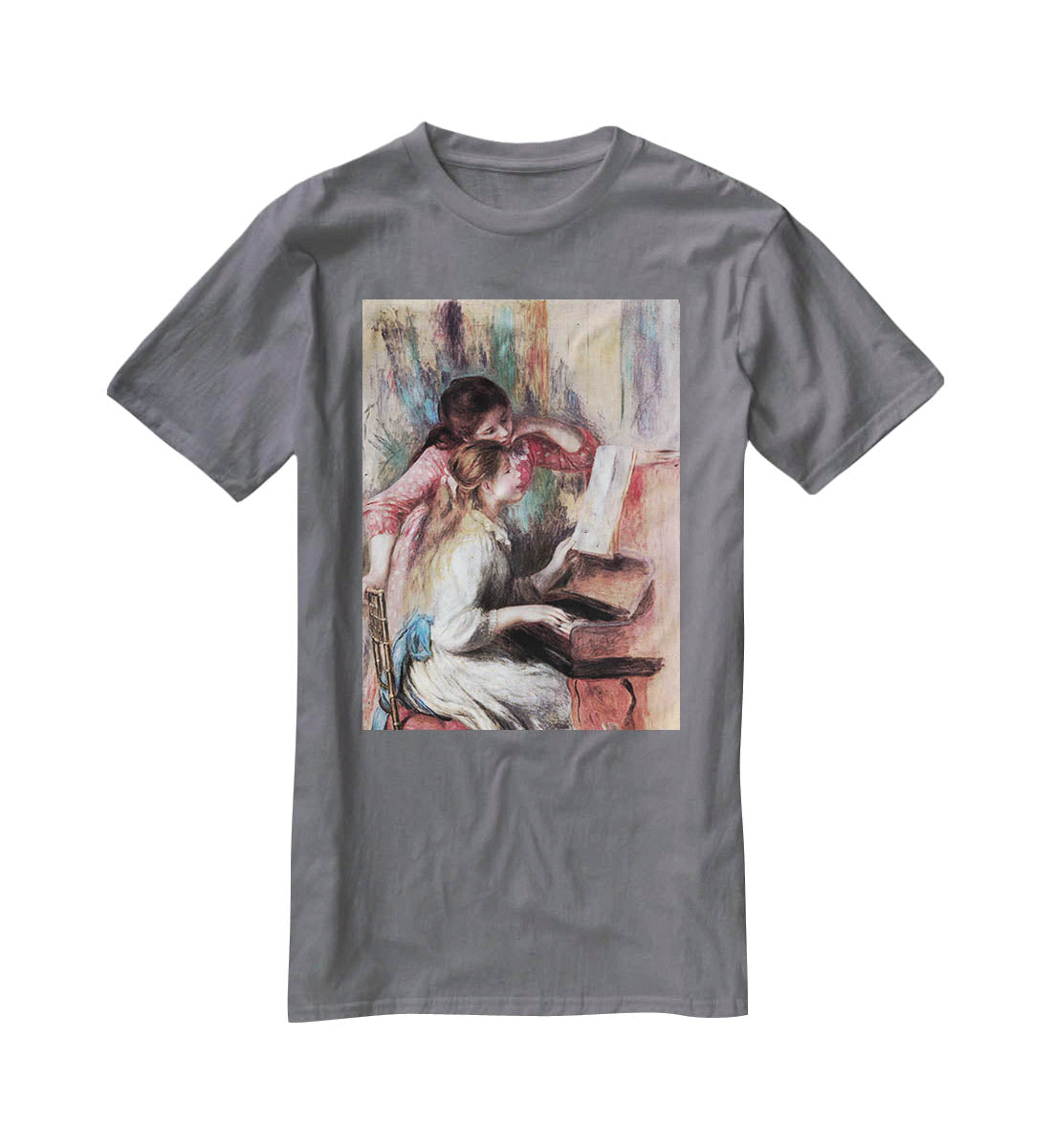 Young girls at the piano 1 by Renoir T-Shirt - Canvas Art Rocks - 3