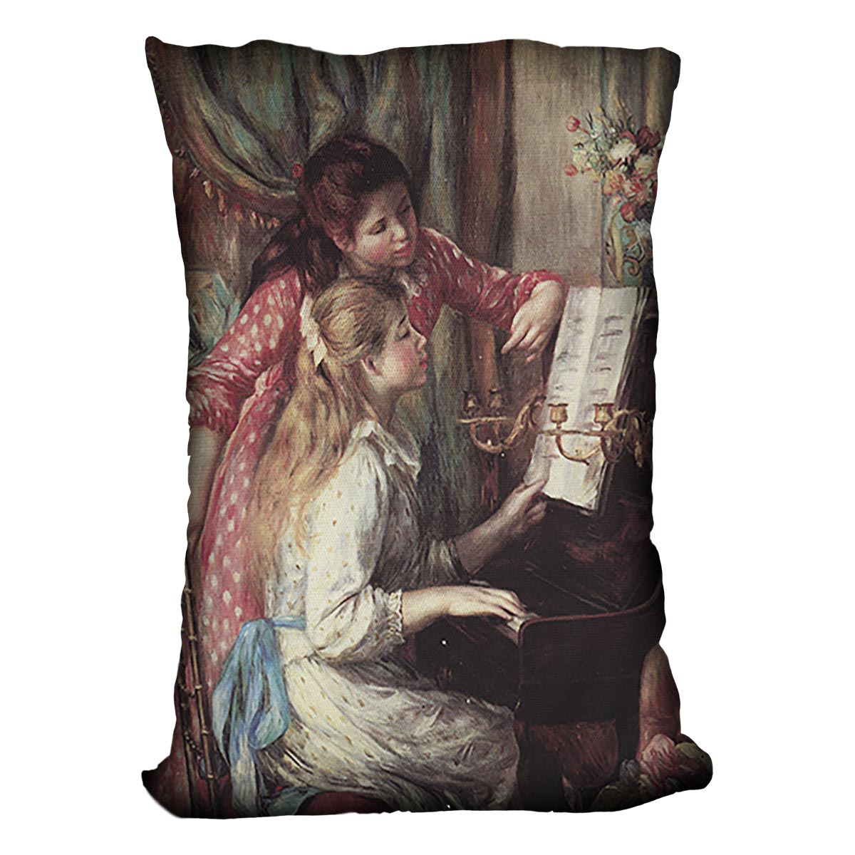Young girls at the piano 2 by Renoir Cushion