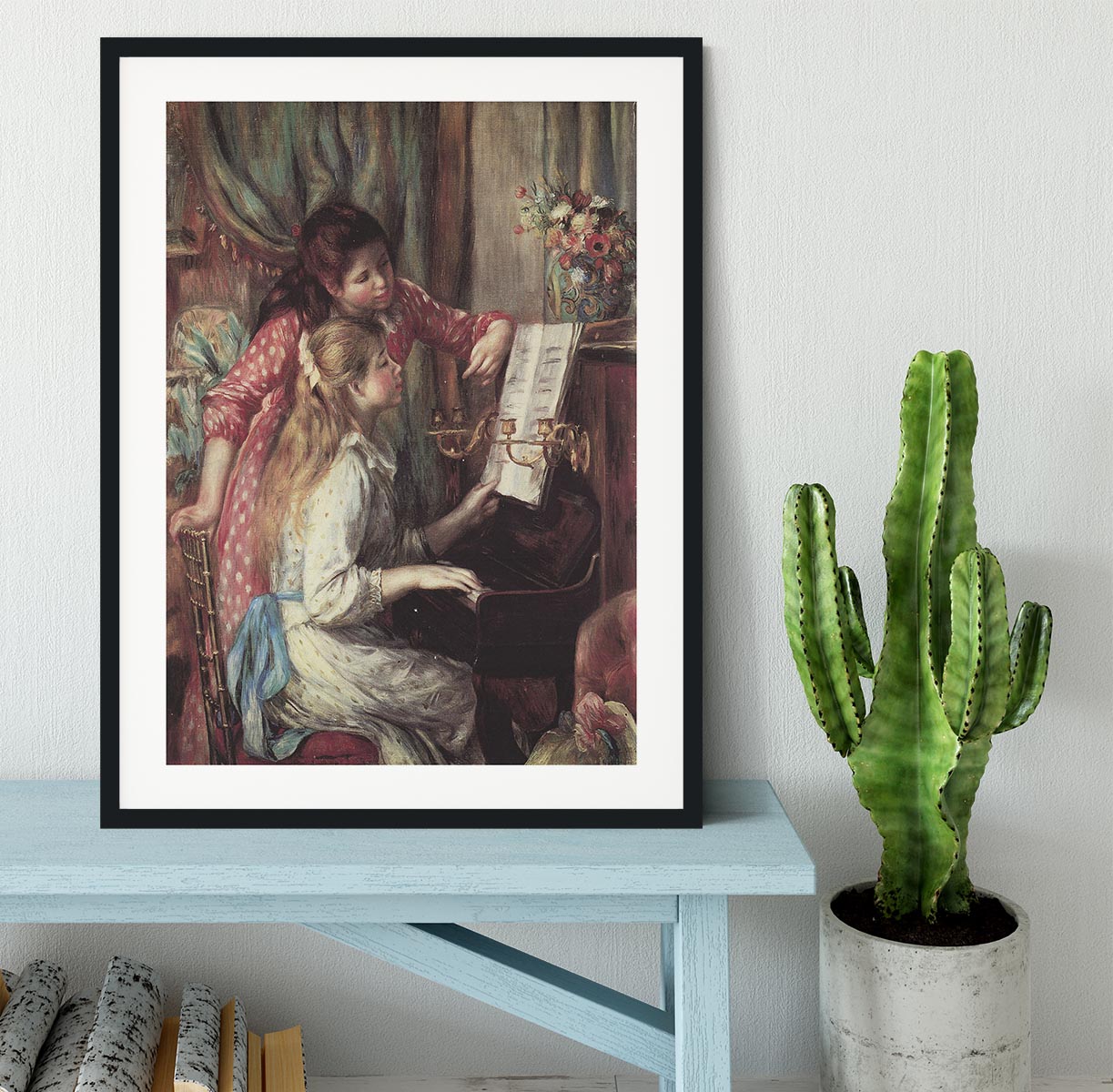 Young girls at the piano 2 by Renoir Framed Print - Canvas Art Rocks - 1