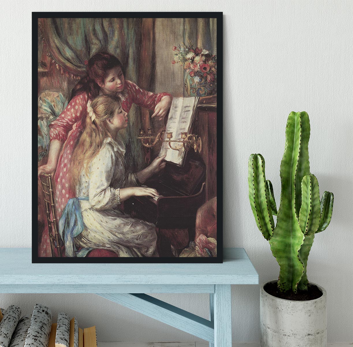 Young girls at the piano 2 by Renoir Framed Print - Canvas Art Rocks - 2