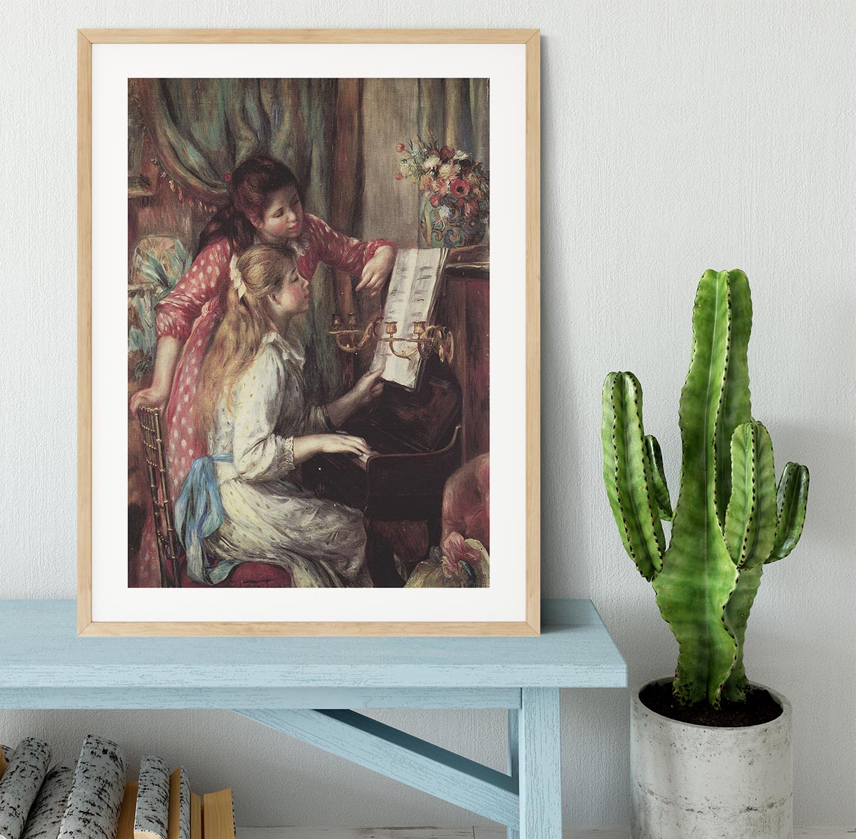 Young girls at the piano 2 by Renoir Framed Print - Canvas Art Rocks - 3