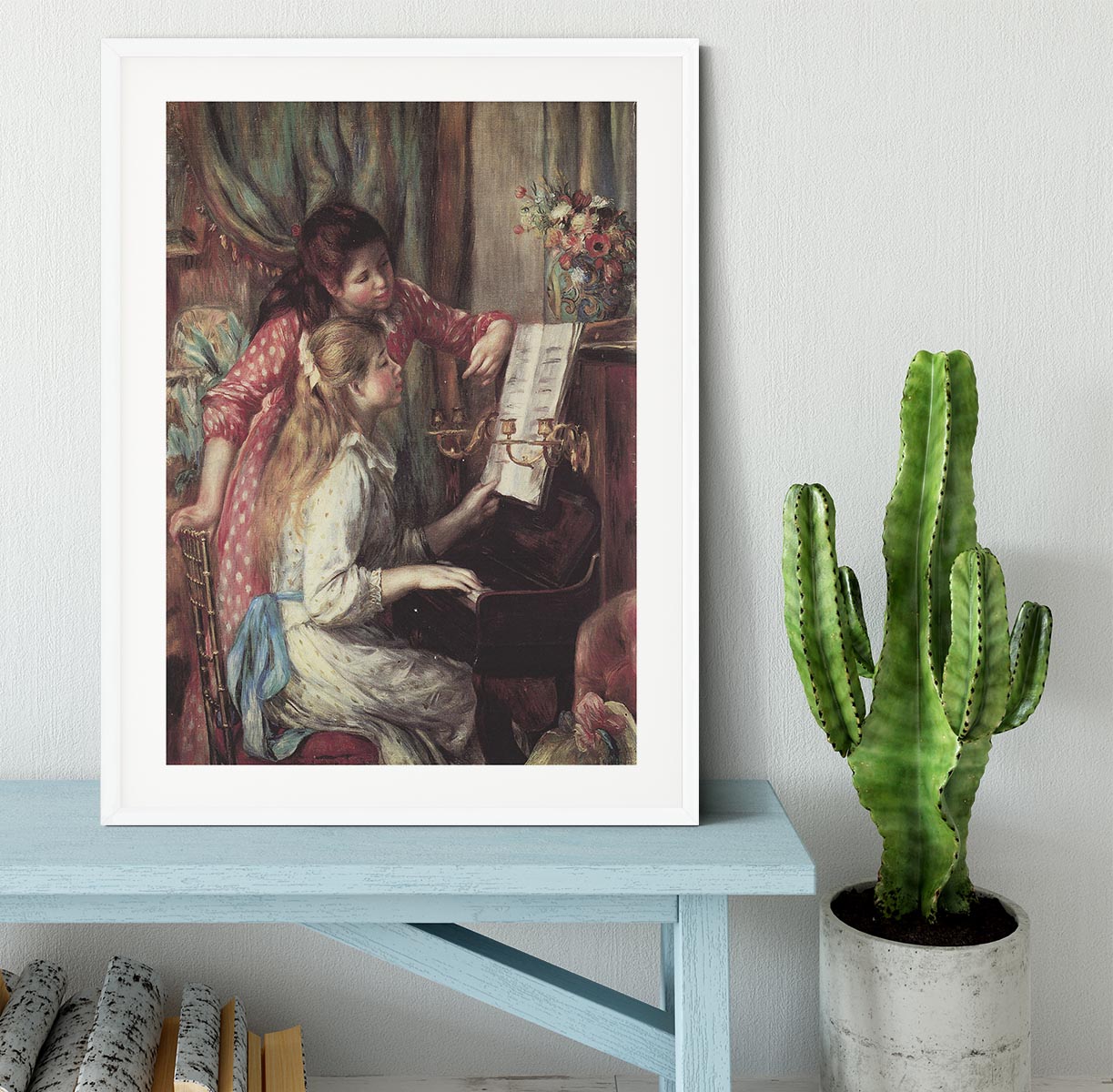 Young girls at the piano 2 by Renoir Framed Print - Canvas Art Rocks - 5