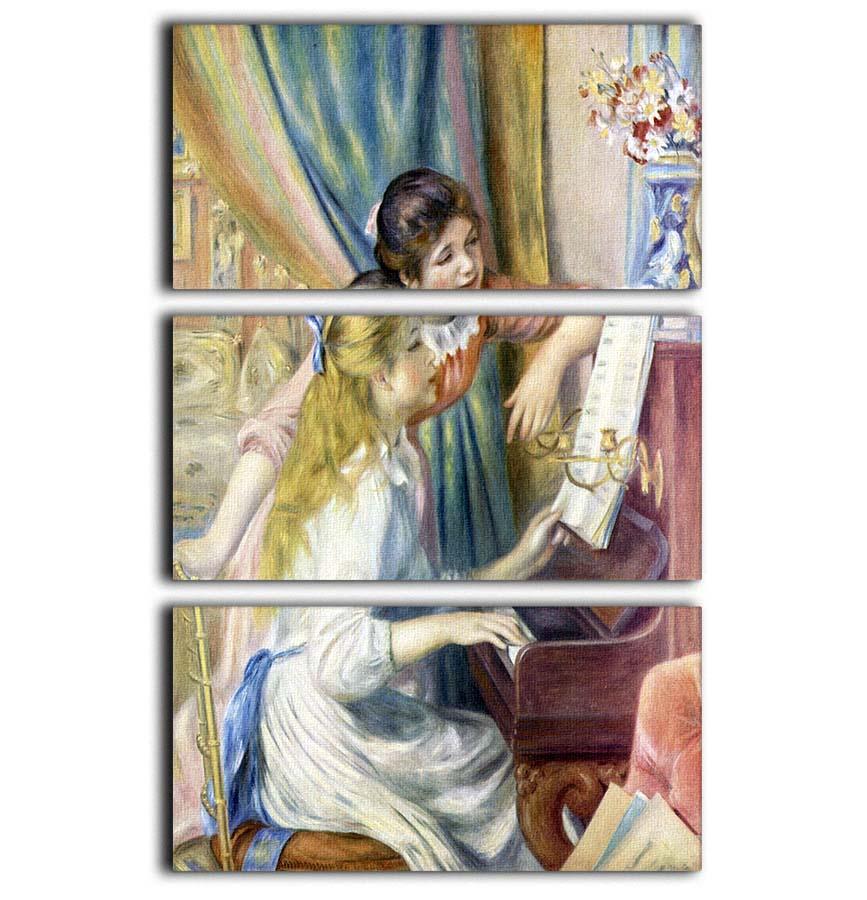 Young girls at the piano 3 by Renoir 3 Split Panel Canvas Print - Canvas Art Rocks - 1
