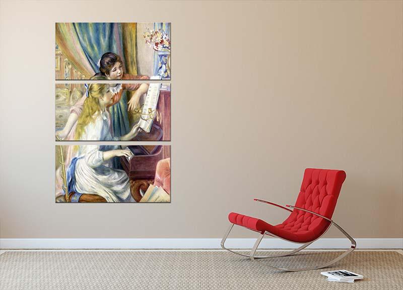 Young girls at the piano 3 by Renoir 3 Split Panel Canvas Print - Canvas Art Rocks - 2