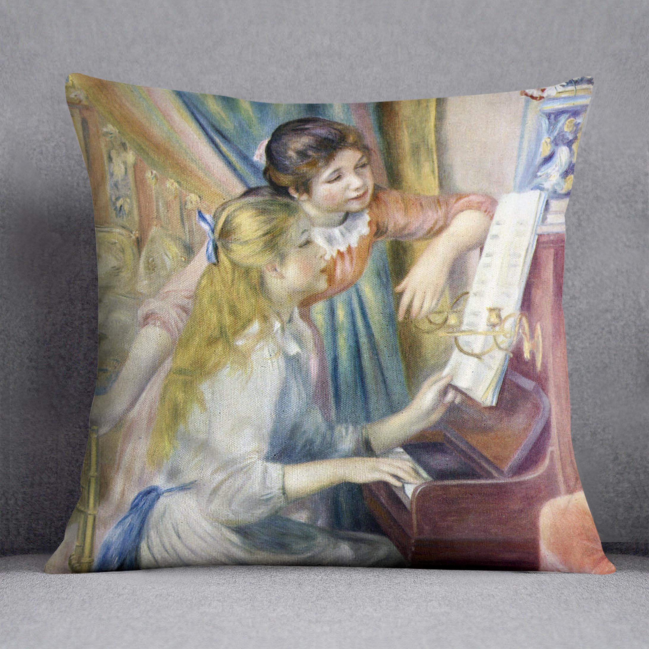 Young girls at the piano 3 by Renoir Cushion