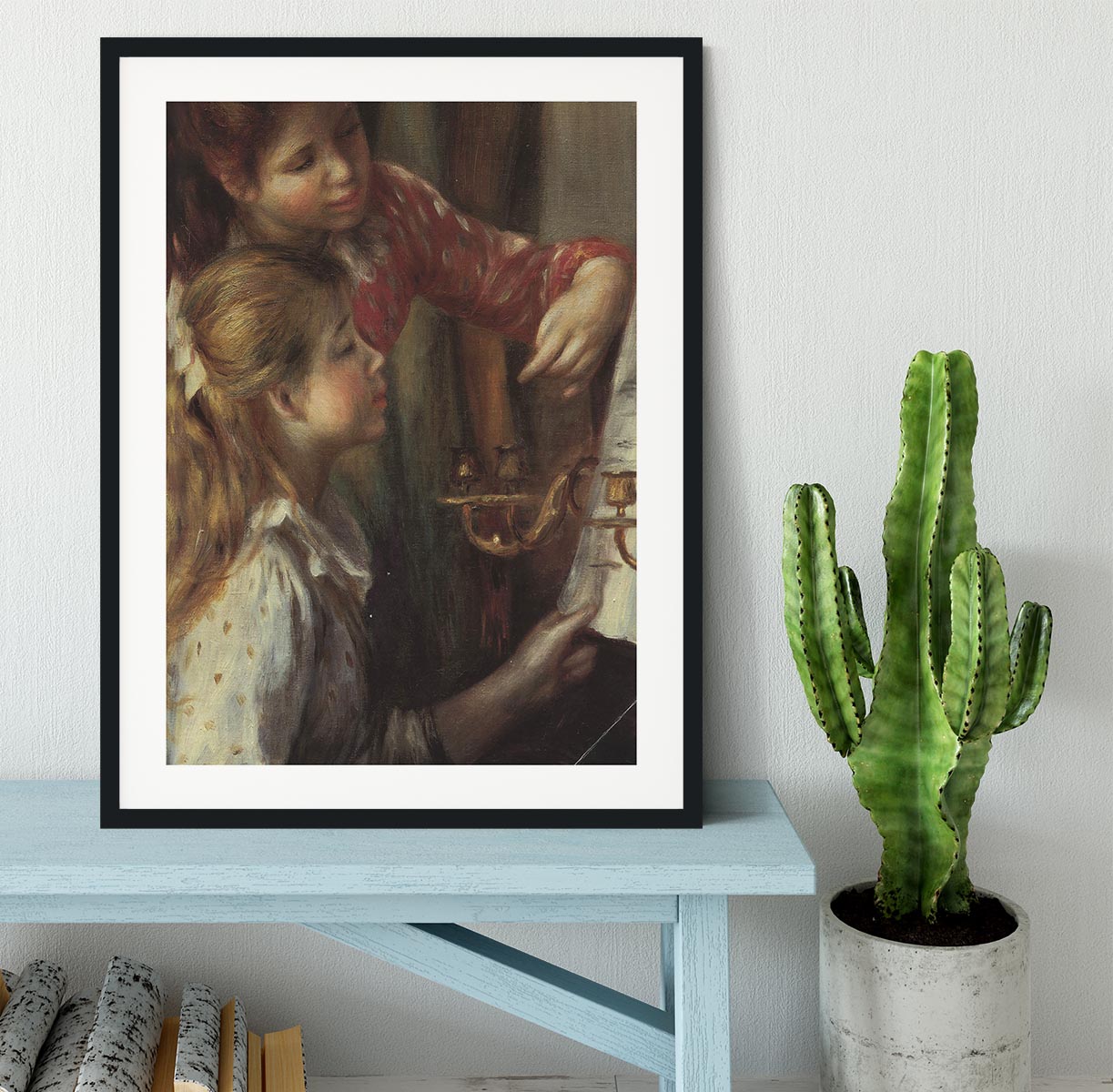 Young girls at the piano Detail by Renoir Framed Print - Canvas Art Rocks - 1