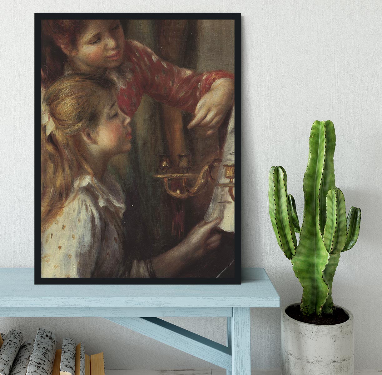 Young girls at the piano Detail by Renoir Framed Print - Canvas Art Rocks - 2