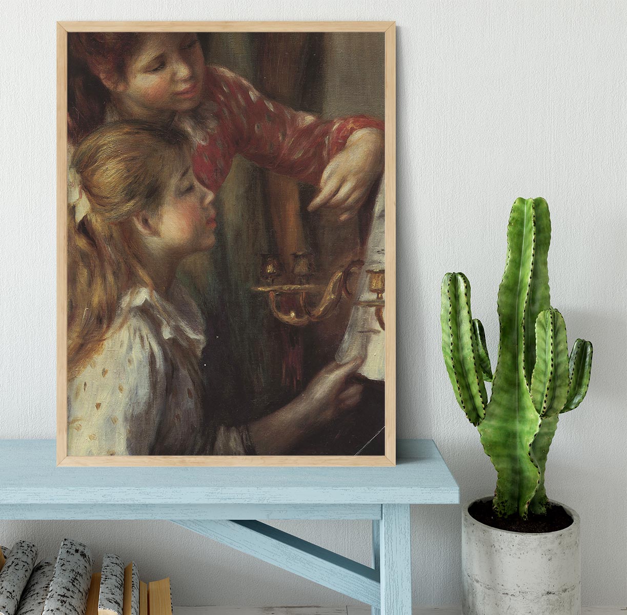Young girls at the piano Detail by Renoir Framed Print - Canvas Art Rocks - 4