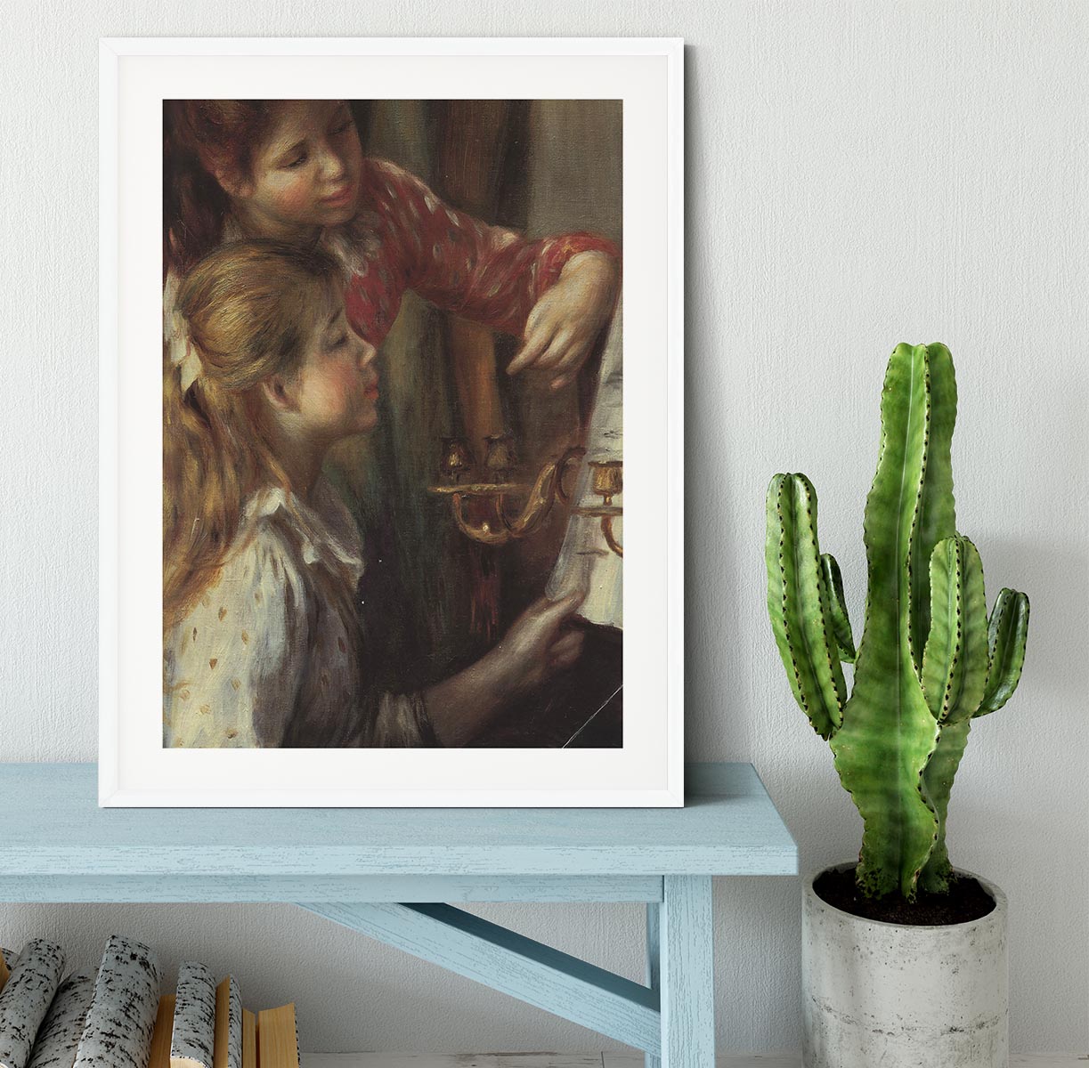 Young girls at the piano Detail by Renoir Framed Print - Canvas Art Rocks - 5