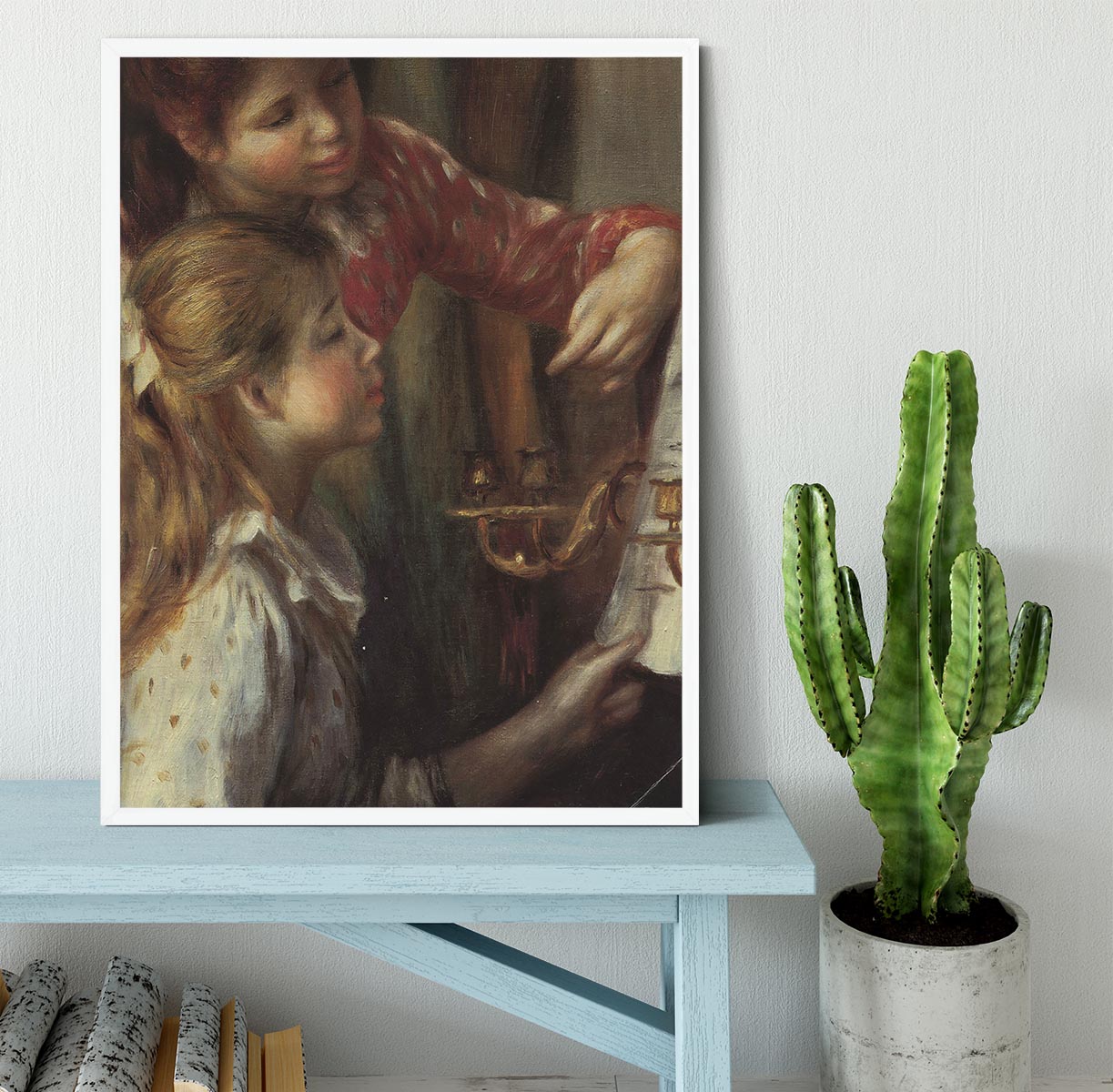 Young girls at the piano Detail by Renoir Framed Print - Canvas Art Rocks -6