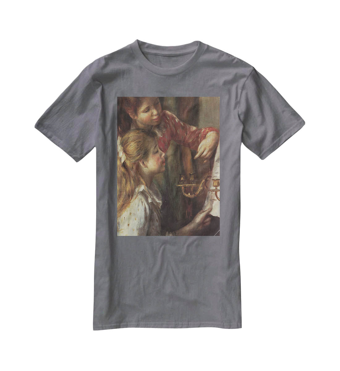 Young girls at the piano Detail by Renoir T-Shirt - Canvas Art Rocks - 3
