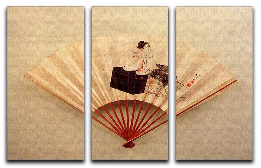 Young lady by Hokusai 3 Split Panel Canvas Print - Canvas Art Rocks - 1