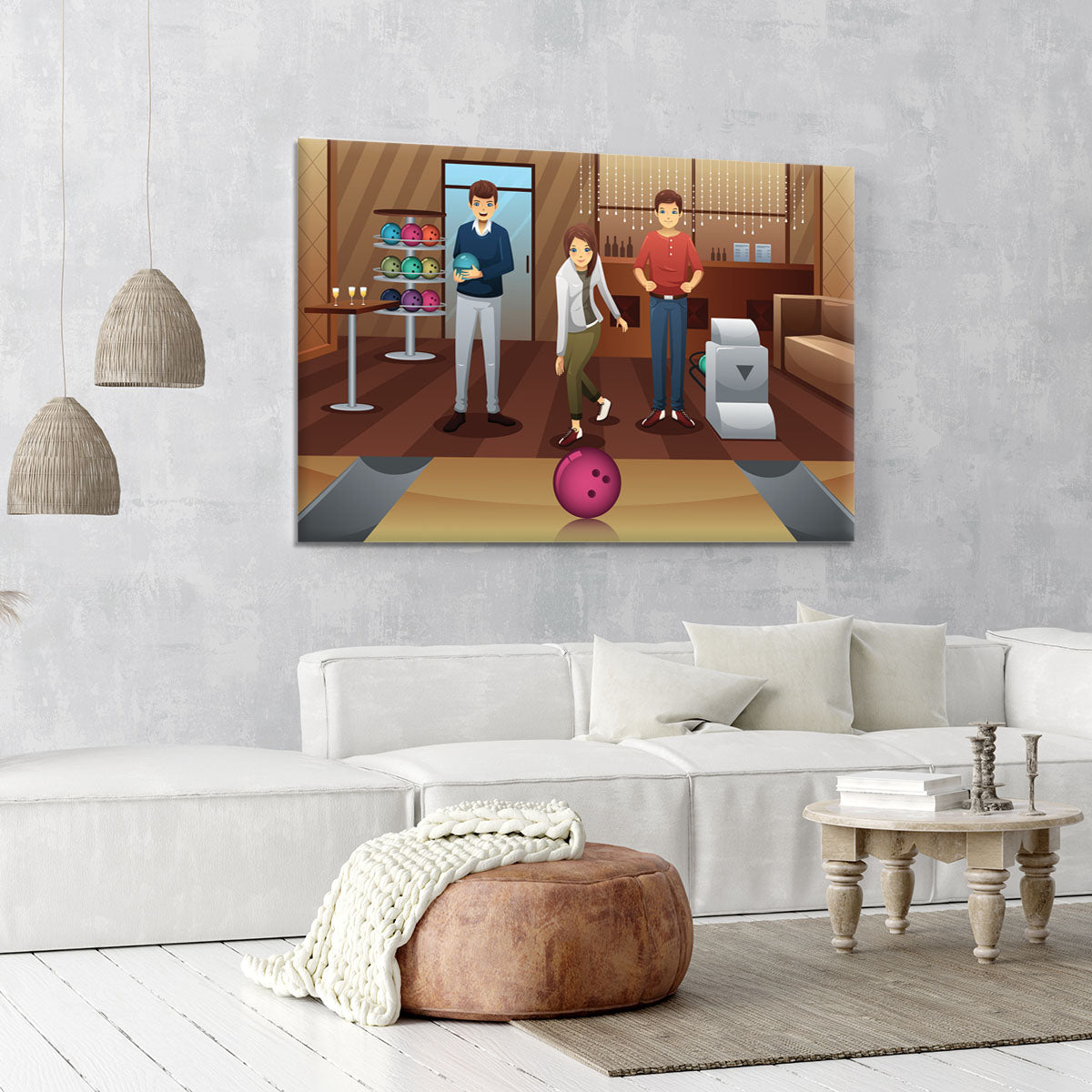 Young people playing bowling together Canvas Print or Poster - Canvas Art Rocks - 6