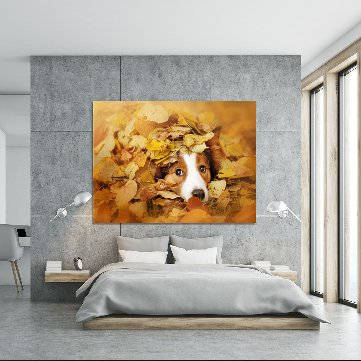 Young red border collie dog playing with leaves Canvas Print or Poster - Canvas Art Rocks - 5