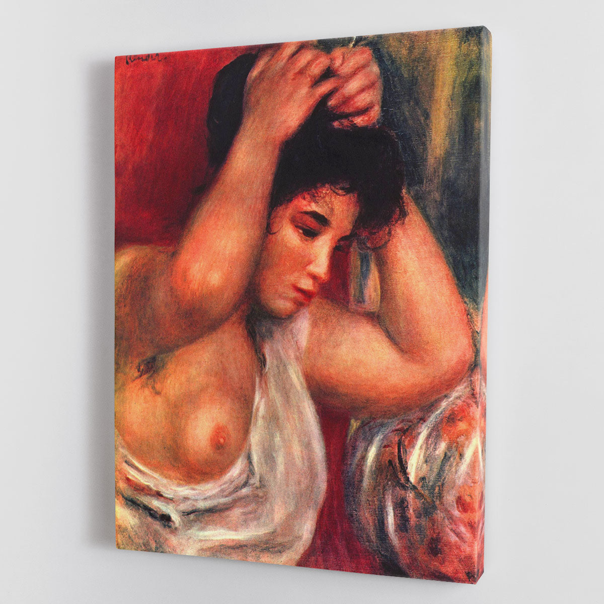 Young woman hairdressing by Renoir Canvas Print or Poster - Canvas Art Rocks - 1