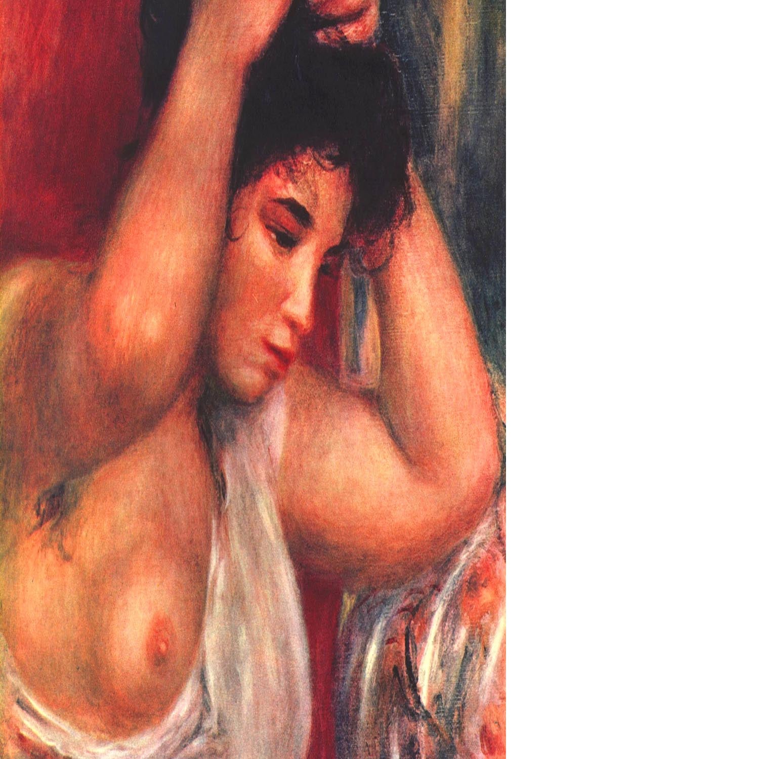 Young woman hairdressing by Renoir Floating Framed Canvas