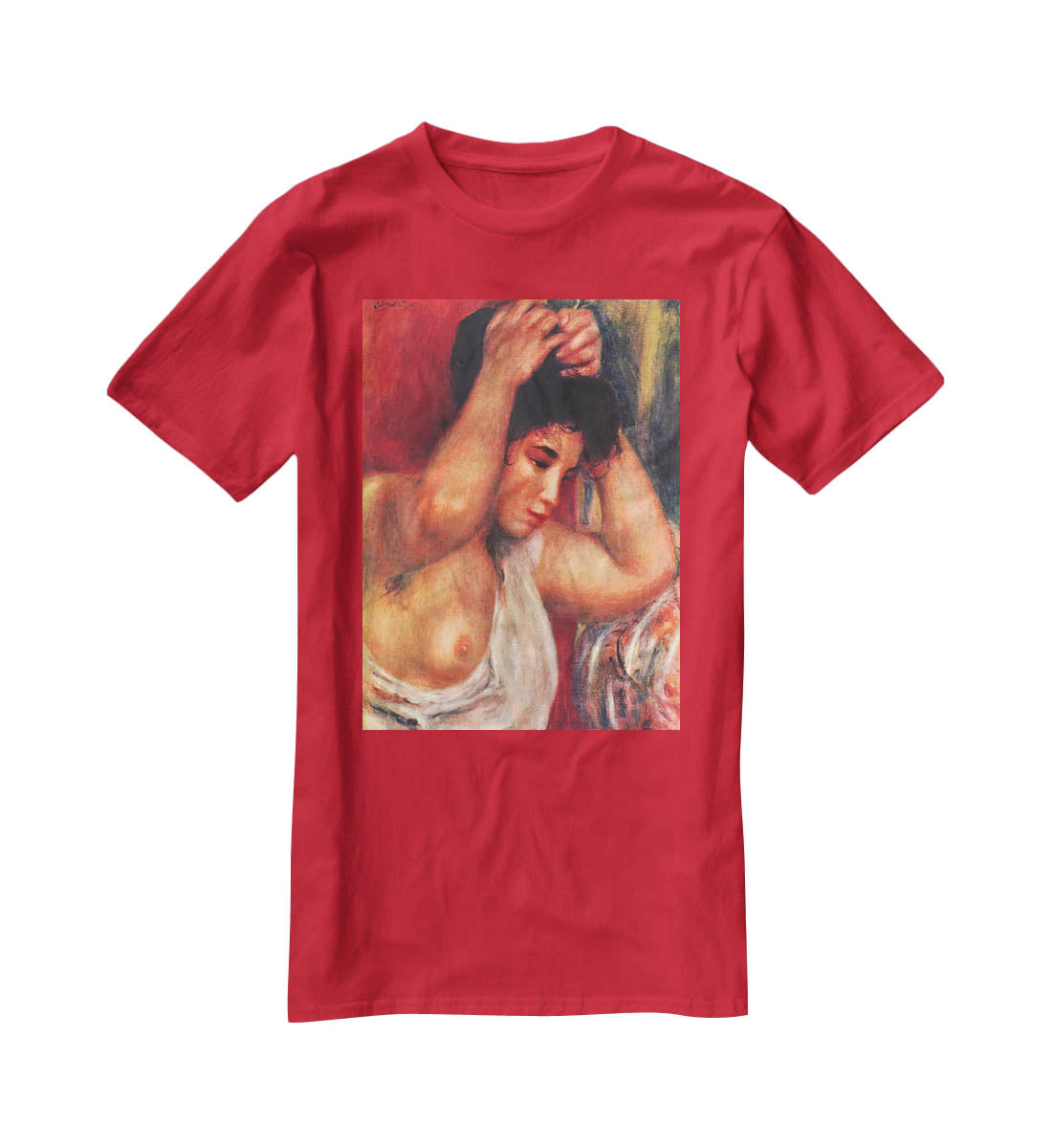 Young woman hairdressing by Renoir T-Shirt - Canvas Art Rocks - 4